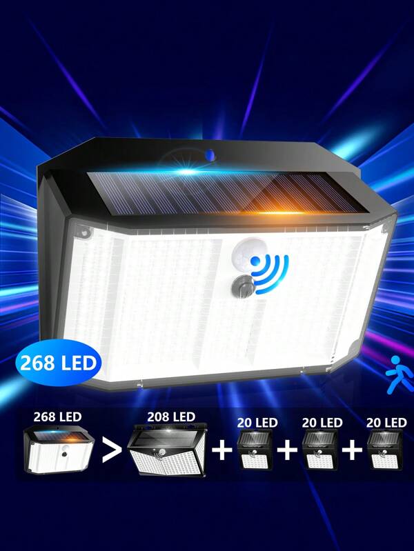 1/2PCS - Motion Sensing Lighting Fixtures, Outdoor Solar Light With, IP 65, Motion Sensor, 270° Wide Angle, Bright LEDWall Light, 3 Modes, Outdoor Solar Light, Outdoor Wall Light, Garden Pool, Patio Front Door, Steps Fence, Garage
