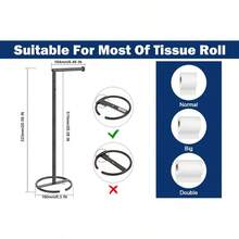 DSGSGSRSD Bath Toilet Paper Holder Stand- Modern Tissue Roll Holder Standing With Balanced Base, Rustproof Toilet Roll Holder For Bathroom/Kitchen Countertop (Matte Black, Metal Base) - Matte Black - View 9
