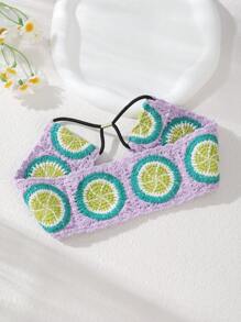 1 Stück Damen Bandana Cut Out Boho Blumen-/Frucht-/Tier Cartoon Würfel gestricktes elastisches Haarband für Frauen, romantisches Haaraccessoire, modische Haraccessoires, klassische Haarbögen