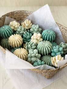 DIY多肉植物硅胶模具，装饰性多肉植物蜡烛模具，可重复使用，多种款式可选 - 白色 - 查看 4