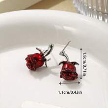 1 Pair Gothic Vintage Rose Studs Earrings, Unique Design, Fashion Accessory For Women Everyday/Festival/Party Wear, Elegant Punk Style, Perfect Halloween Or Valentine's Day Gift For Girlfriend