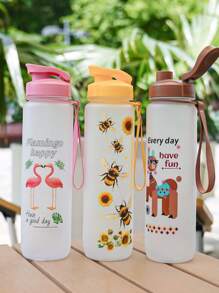 1 Pc 32OZ (1000ml) Cute Bee And Sunflower Sports Water Bottle - Portable Flip Cap Design, Suitable For Outdoor Activities, Travel And Holiday Gifts, Camping, Everyday Use