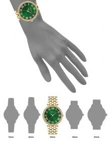 Anne Klein 女士金色石英手链腕表，亮绿色表盘，防水，奢华表壳，复古时尚女士腕表 - 金色2 - 查看 8