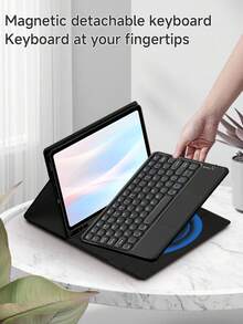 Funda protectora personalizada con teclado táctil compatible con Samsung Galaxy Tab S6 Lite de 10.4 pulgadas, iPad Air de 11 pulgadas (M2) - 2024/iPad de 10.2 pulgadas, teclado desmontable con panel táctil, equipado con soporte de visualización múltiple, ranura para lápiz incorporada en la funda protectora, el teclado admite uso dividido - Multicolor - Ver 5