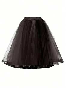 1 件女式中长纯色连衣裙，粉色、橙色、蓝色、黑色、红色、黄色、彩虹芭蕾短裙，蓬松分层网眼连衣裙，下骨衬裙，适合节日、派对、表演、舞蹈、骄傲月的装饰连衣裙，适合春季、夏季、秋季、冬季