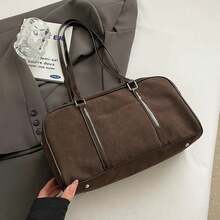 Bolso de ante de gran capacidad para mujer, bandolera retro marrón para otoño e invierno, tipo almohada, para uso diario, para mujer, de gran formato, 2025 - Marrón - Ver 7