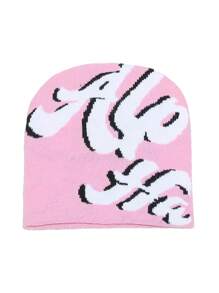 1pc Jacquard Knitted Beanie Hat, Casual Skull Cap, Unisex Hip Hop Style Winter Hat, Sports Cap, Cycling Cap, Ski Cap, Couple Cap, Holiday Gift