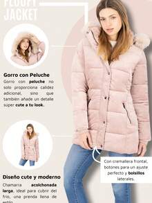 SAKERS OUTDOOR CLOTHING Chamarra Para Mujer Premium Invierno Renita Sakers Elegante Liso Casual Bolsillo Botón Cremallera - Rosa - Ver 8