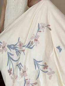 3pcs Elegant Embroidered Orchid Duvet Cover Set (Without Filler)