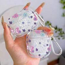 Transparente Kirschblüten Hülle für Airpod Pro, süßes Kirschenmuster 3 Ohrhörer Etui, Blumen Aufhänge-Kette Pro 2 Schutzhülle