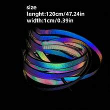 1 Pair Holographic Reflective Shoelaces, Double-Sided High Reflective Bright Color Shoelaces, Durable For Sports Shoes - Multicolor - View 5