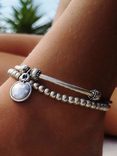 1 chiếc vòng chân đính hạt hình học phong cách Bohemian cao cấp, trang sức đôi, phụ kiện thời trang ngày lễ.