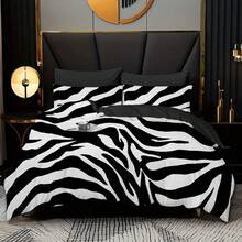 2/3pcs Zebra Print Bedding Set (1 Duvet Cover + 1/2 Pillowcase, Pillow Insert Not Included), Asymmetrical Line Print Soft & Breathable High-Definition Printed Bedding Set, Suitable For Bedroom, Guest Room, Dormitory Decor - Multicolor - View 4