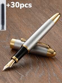 [Customized] Laser Engraved Pen Holder, 1pc Elegant Customized Fountain Pen With 0.5mm Fine Nib, High-Quality Electroplated Craftsmanship, Smooth Writing Experience, Refillable Ink Cartridge, Includes 30pcs 2.6mm Ink Cartridges, Great Daily Writing/Calligraphy Gift For Coworkers, Family, Back To School, Valentine's Day, Christmas, Father's Day, Teacher's Day, Thanksgiving, Christmas, Mother's Day, Birthday, Personalized Gifts - Multicolor - View 44