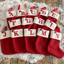 Knit Monogram Christmas Stockings,Christmas Stockings Small Xmas English Letters Hanging Stockings Christmas Socks Double Sided Fireplace Hanging Stockings For Christmas Party Decoration New Year Party Gift Favors Supplies,Personalized Initial Christmas Stocking, Family Holiday Xmas Party Decor Home Decor Christmas Decorations Room Decor Winter