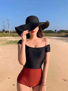 1 件超大可折叠帽檐夏季海滩遮阳帽，黑色海边防紫外线旅行遮阳帽 - 黑色 - 查看 2