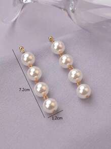 1 par de pendientes largos de vintage con flecos de perlas falsas, pendientes elegantes y versátiles de alta gama apropiados para mujeres en fiestas, bodas y uso diario