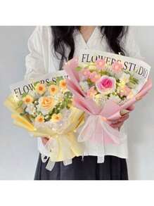 1 Pc Finished Rose Flower Bouquet Knitted Gift Set, Romantic Mother's Day, Birthday Gift For Girlfriend, Friends