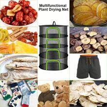 4-lagiges Kräutertrockner Hängend mit S-förmige Haken, Trockennetz Kräuter Schwarz, Zipper Plant Drying Rack, Mesh Trockennetz für Pflanze, Fleisch, Blumen