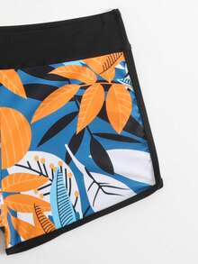 Summer New Fashion Bikini Set Women Two Pieces Swimsuit Bowknot Tropical Print Halter Tankini Bottoms Adjustable Tie Side Swimwear - Black - View 9