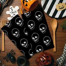 2/4 Pcs Set, Dish Towels, Skull Printed Pattern Towels, Halloween, Super Absorbent Microfiber Modern Dish Cloths, Cooking And Baking Tea Towels, Printed Dishcloths, Cleaning Towels, Hand Towels, Super Soft And Highly Absorbent, Great Gifts For Neighbors, Moms, Friends, Birthday, Halloween, Housewarming, Kitchen Essentials, Kitchen Decor, Daily Necessities