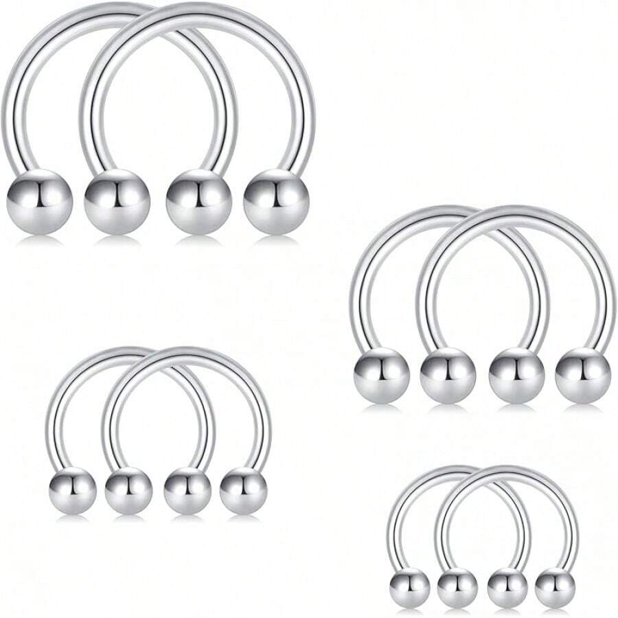 Horseshoe Septum Rings Surgical Steel Nose Piercing Jewelry 6mm-12mm - 16g-6mm 8mm 10mm 12mm -銀色 - 查看 1