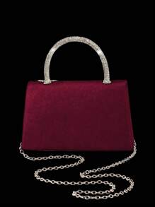 Nuevo bolso de noche elegante y de moda, bolso de fiesta brillante con rhinestones, bolso de mujer con colgante de rhinestones exquisito, set de 3 piezas con collar, aretes y pulsera de rhinestones brillantes, adecuado para fiestas, banquetes y bailes