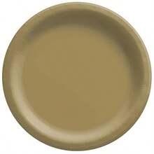 YQQ Gold Round Paper Plates 10 20 Pc Perfect For Parties Picnics Everyday MealsTANGYU - Gold - View 2