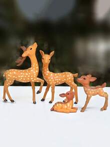 4pcs Cute Mini Deer Statues, Resin Animal DIY Decorations, Miniature Landscape Accessories, Miniature Flower Pots, Rockeries, Jars, Landscape Statues, Suitable For Indoor And Outdoor Gardens, Courtyards, Lawn Decorations, Home Desktop Entertainment Small Decorations - Multicolor - View 7