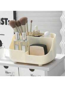 1 pieza Caja de almacenamiento de cosméticos multifuncional, balde de almacenamiento dividido para brochas de maquillaje, organizador de escritorio, adecuado para el dormitorio