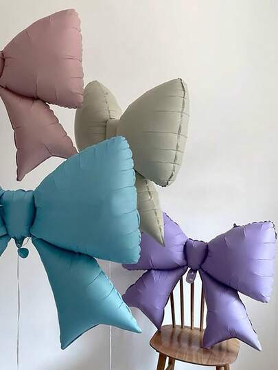 2pcs 38.58" Giant Bow Shape Foil Balloons, 6 Colors, Suitable For Birthday Party, Bridal Shower, Wedding Proposal, Gender Reveal Party, Baby Shower Decoration