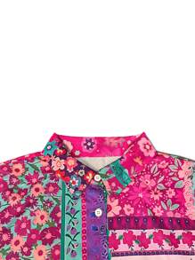 女士休闲通勤波西米亚几何印花长袖衬衫