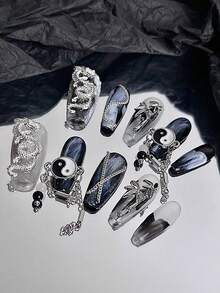 Beautizon Nailartlab A Box Of Nail Chain Decorations, Nail Accessories, Gold Silver 3D Metal Nail Art Chain Punk Style Shiny Design Nail Chain Accessories, For Women's DIY Nail Decoration Products Nails - Multicolor - View 3