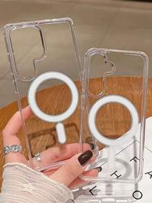 适用于三星 Galaxy S25 S24 S23 S22 S21 Ultra Plus FE S25 Edge A15 A16 A26 A35 A36 A54 A55 的磁吸充电保护壳，超薄透明亚克力材质 - 無色 - 查看 5