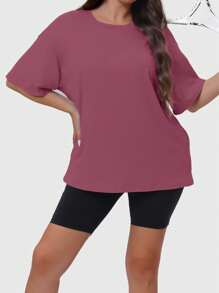 SUPEKYKO Women's Plus Size Short Sleeve T-Shirt - Loose Fit Active Top For Gym, Yoga & Casual Wear | All-Season Comfort