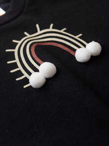 Ame Kids Pompom Long Sleeve Blouse And Pants Set - Black - View 4