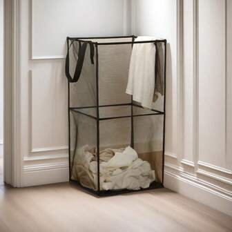 1 pieza Canasta de lavandería de gran capacidad de malla, cesto plegable multifuncional para almacenar ropa sucia para el baño