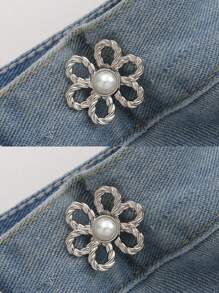 1/2pairs Six-Petal Buckle, Detachable, Invisible Waist Band, Flower Waist Tightener Buckle Pants Pins Collar Buttons Brooch Pins For Women Fashion