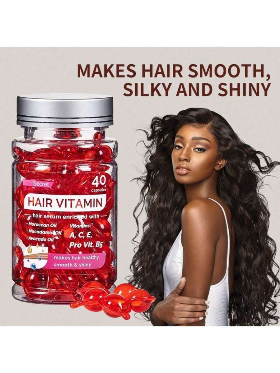 40/80pcs Hair Vitamin Serum Capsules 3-Month Supply - Nourishing Leave-In Treatment Serum With Argan Macadamia Avocado Oils, Vitamins A C E Pro B5 - Conditioner For Man And Women Daily Nourishment Supports Follicle Health - Nhiều màu - Xem 1