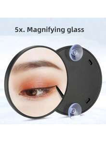 5x Magnification High Definition Suction Cup Makeup Mirror, Portable Round Wall Mounted Mirror For Blackhead Extraction And Pimple Popping - Black - View 2