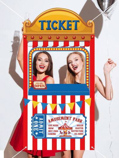 1 pieza Carpa de circo carnavalesco Foto Stand - Diseño de patrones para la taquilla del circo, Fondo para cabina de fotos con temática de circo, Suministros decorativos para fiestas y entretenimiento en el hogar, Suministros de decoración para fiestas con temática de circo, Suministros de decoración de carnaval, Accesorios divertidos para fotos.