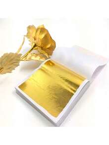 100片可食用级24K金箔银玫瑰金餐具厨师艺术巧克力蛋糕烘焙装饰工具 - 金色 - 查看 8