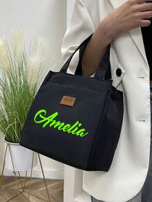 1 st. enfärgad, modern värmeisolerad matlådeväska, med isoleringsskikt av aluminiumfolie, utsökt handväska, arbetsväska, modeväska med halv dragkedja, lämplig för skolan, jobbet, kontoret, camping, dagligt bruk, handväska, skolstartssäsongen - Multifärgad - Visa 2