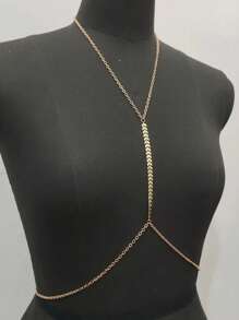 1pc Sexy Women's Lingerie Accessory Elegant Gold-Color Body Chain Necklace - Vintage Style Zinc Alloy, Suitable For Daily Wear And Parties, All-Season Statement Piece, Daily Wear Jewelry | Vintage Necklace | Fashionable Metallic Luster - Multicolor - View 6