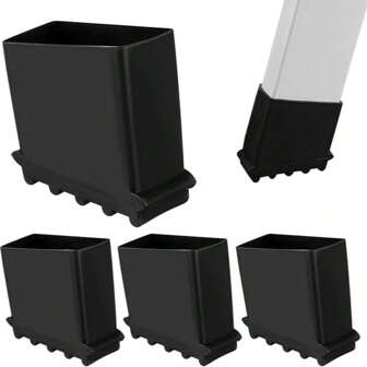 4pcs Aluminum Alloy Ladder Leg Protectors, Anti-Slip & Abrasion-Resistant, Fits Tube Diameter 25*50mm