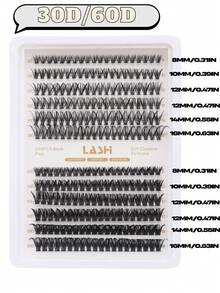 240 簇 30D+60D 豪华混合睫毛书 - 0.07 毫米厚度，D 形卷曲，8 毫米+10 毫米+12 毫米+14 毫米+16 毫米长度，天然俄罗斯睫毛，可重复使用和超薄肩带，打造惊艳外观，适合在各种场合佩戴，女友礼物
