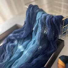 1pc Women Long Lightweight Ombre Linen-Look Scarf, Soft Breathable Pleated Shawl Wrap, Fashionable For Daily Outfits, Beach, Travel And Sun Protection