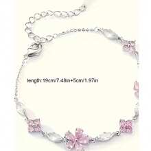 Elegant Cherry Blossom Chain Decoration With Pink Flowers And Star Shaped Pendant - Valentine's Day Gift, Lightweight And Exquisite Design For Women's Summer Parties, Suitable For Casual Wear, Adjustable