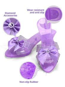 1 pièce Sandales de princesse pour filles, chaussures de princesse en cristal, chaussures de fête habillées, chaussures à nœud, accessoires de rôle de représentation, jouet chaussures en cristal, cadeaux de Noël/Fête des enfants/Anniversaire