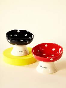 PETSIN Cat Bowl Ceramic Cat Food Bowl Dog Bowl Food Bowl Cat Bowl Rice Bowl High Footed Dog Drinking Bowl Diagonal Mouth Large Bowl Pet Specific